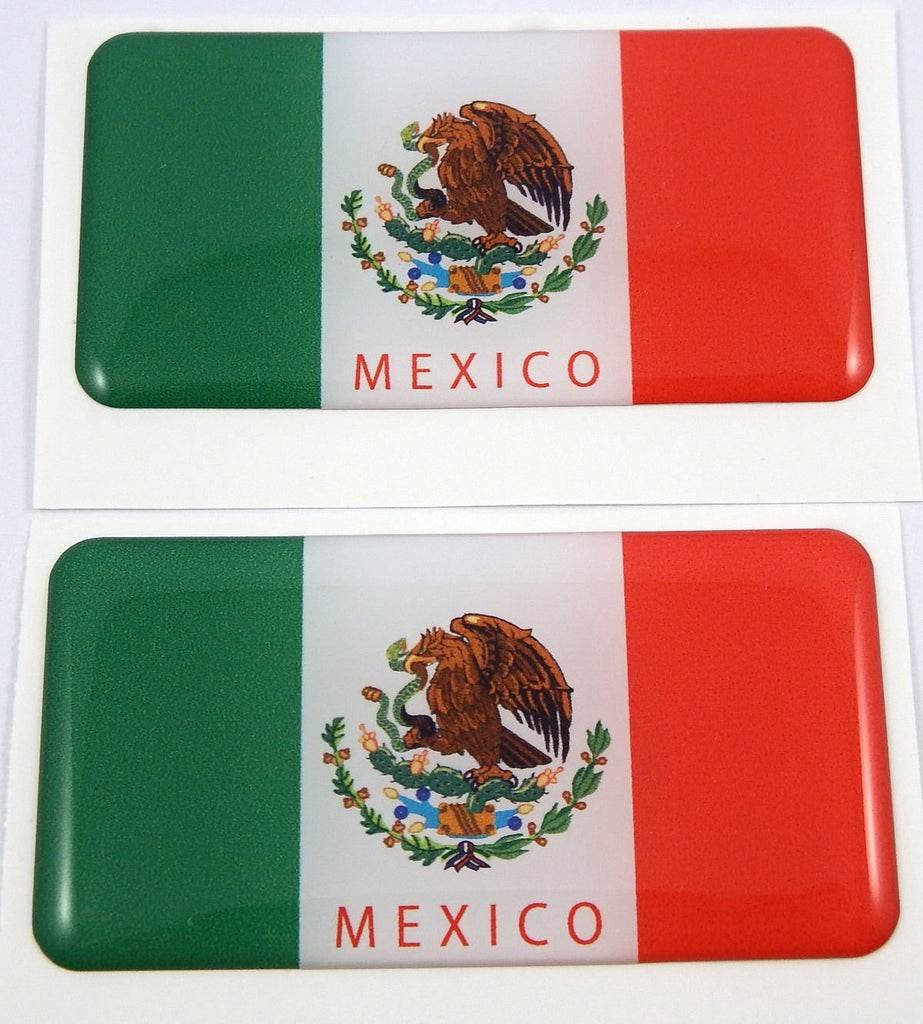 Mexico Mexican Flag Domed Decal 3D Sticker Emblem 2.6" Set of 2 Decals