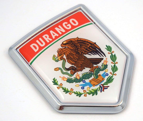 Durango Mexico Flag Mexican Car Emblem Chrome Bike Decal 3D Sticker MX23