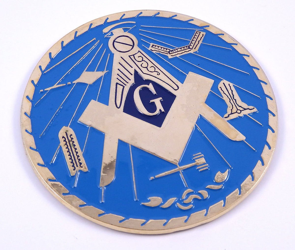 Mason Working Tools Gold/Blue 3.25" Color auto Emblem Metal car Decal MAS25