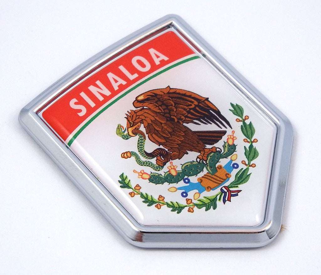 Sinaloa Mexico Flag Mexican Car Emblem Chrome Bike Decal 3D Sticker MX21
