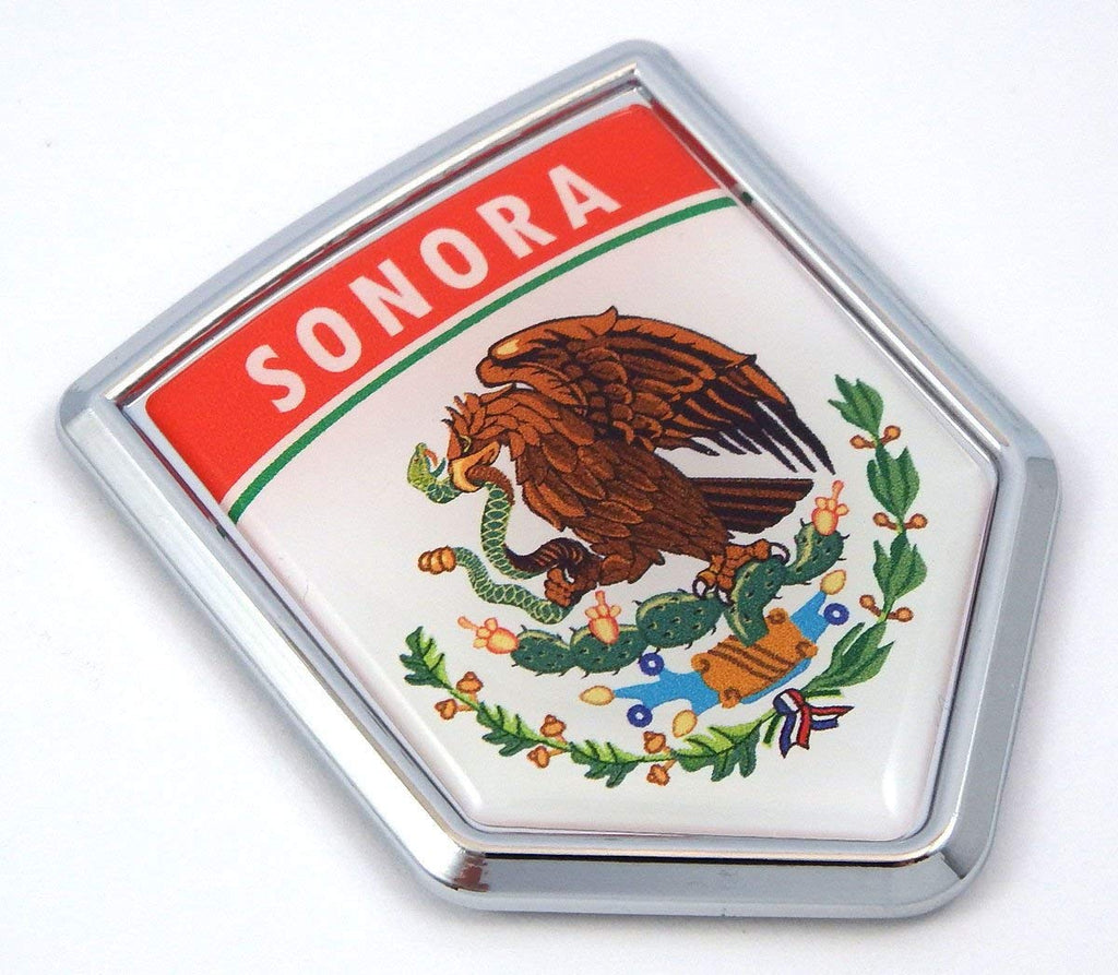 Sonora Mexico Flag Mexican Car Emblem Chrome Bike Decal 3D Sticker MX19
