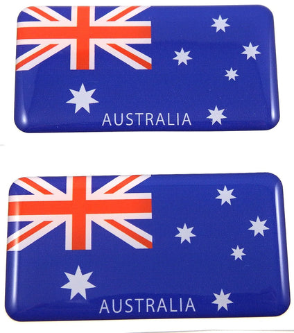Australia flag domed decal 3D sticker emblem 2.6" set of 2 decals