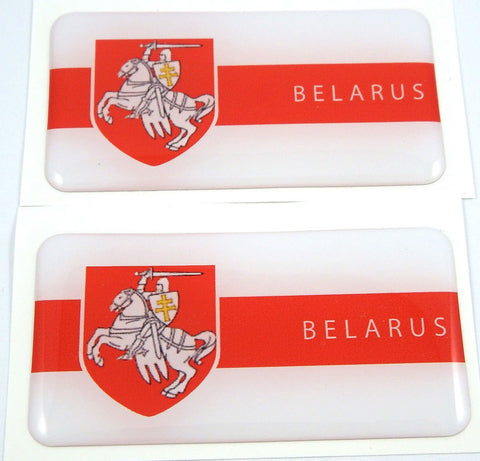 Belarus Rectangular Flag Domed Decal 3D Sticker Emblem 2.6" Set of 2 Decals