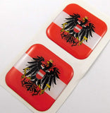 Austria Flag Square Domed Decal Emblem car Bike Gel Stickers 1.5" 2pc.