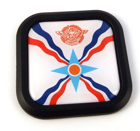 Assyria Flag Square Black rim Emblem Car 3D Decal Badge Bumper Hood sticker 2"