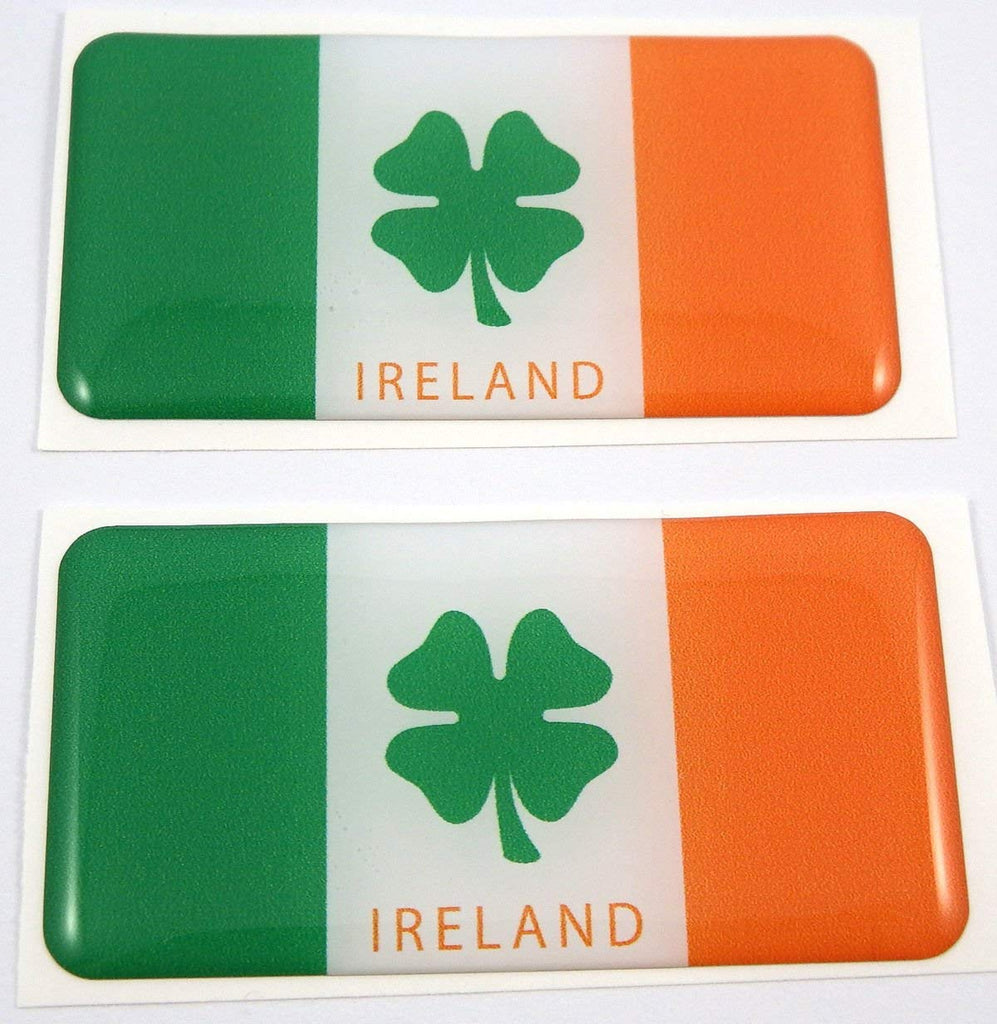 Ireland Irish Flag Domed Decal 3D Sticker Emblem 2.6" Set of 2 Decals