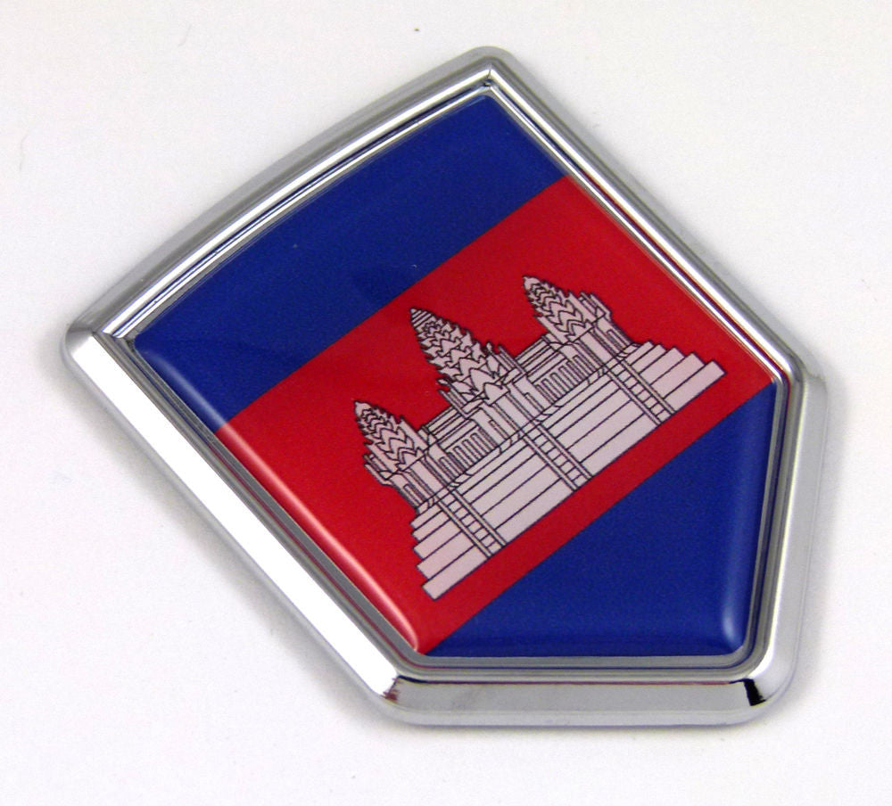 Cambodia Flag Car Chrome Emblem Decal 3D bumper Sticker bike Crest