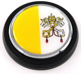 Vatican flag Car Truck Grill Badge black round 3.5" grille chrome emblem