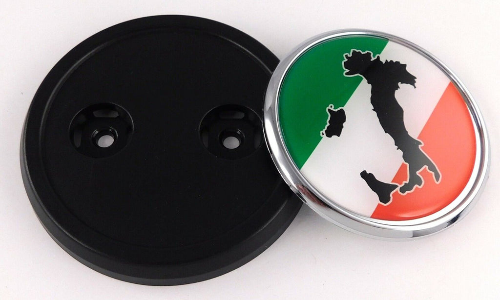 Italia Italy flag Car Truck Black Round Grill Badge 3.5" grille chrome emblem