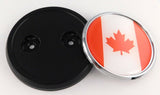 Canada Red Flag Car Truck Black Round Grill Badge 3.5" grille chrome emblem