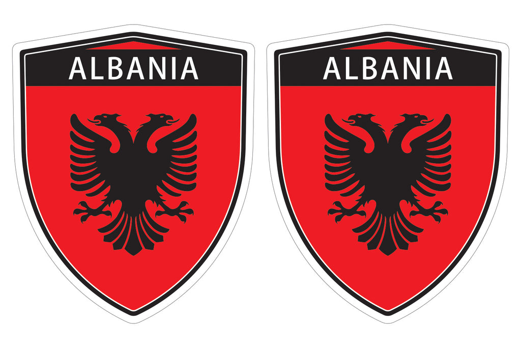 Albania flag Shield shape decal car bumper sticker set of 2,  SH002