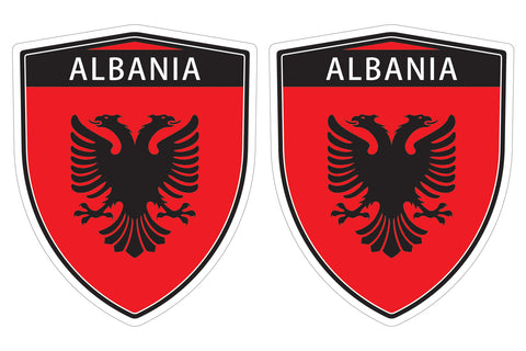 Albania flag Shield shape decal car bumper sticker set of 2,  SH002