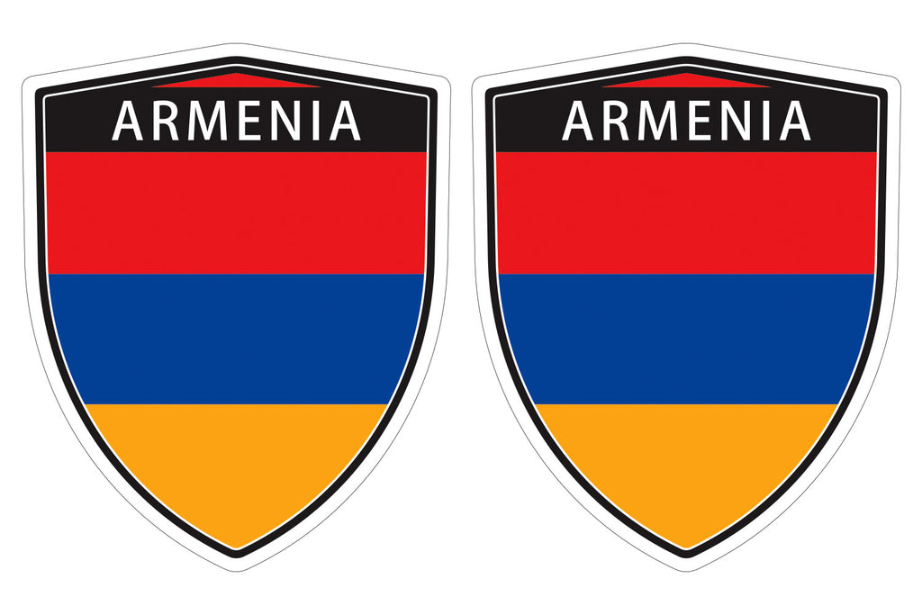 Armenia flag Shield shape decal car bumper window sticker set of 2,  SH003