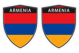 Armenia flag Shield shape decal car bumper window sticker set of 2,  SH003