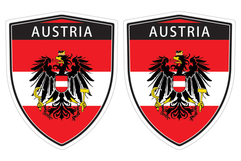 Austria flag Shield shape decal car bumper window sticker set of 2,  SH005