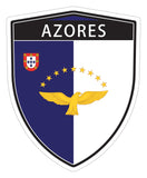 Azores flag Shield shape decal car bumper window sticker set of 2,  SH006