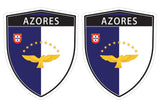 Azores flag Shield shape decal car bumper window sticker set of 2,  SH006