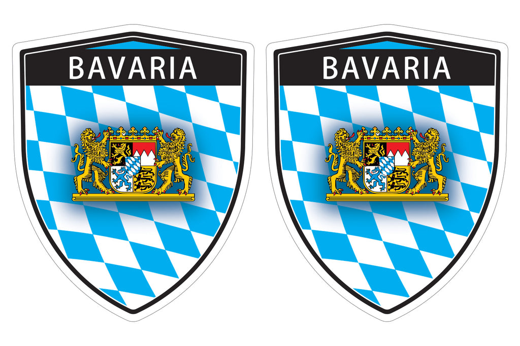 Bavaria flag Shield shape decal car bumper window sticker set of 2,  SH007