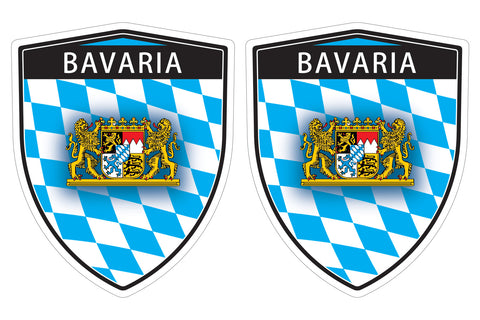 Bavaria flag Shield shape decal car bumper window sticker set of 2,  SH007