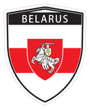 Belarus Belorussia flag Shield shape decal car bumper window sticker set of 2,  SH008