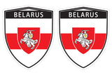 Belarus Belorussia flag Shield shape decal car bumper window sticker set of 2,  SH008