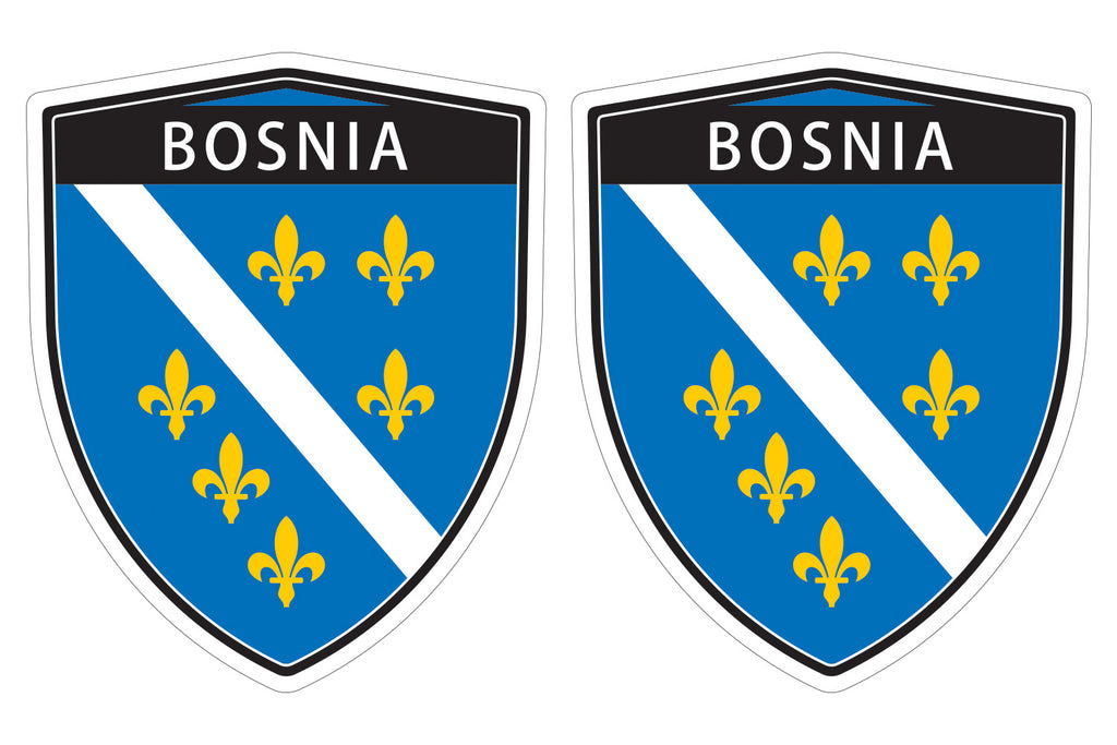 Bosnia flag Shield shape decal car bumper window sticker set of 2,  SH009