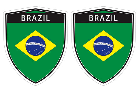 Brazil Decals Brazil flag Shield shape decal car bumper window sticker set of 2, SH0 ...