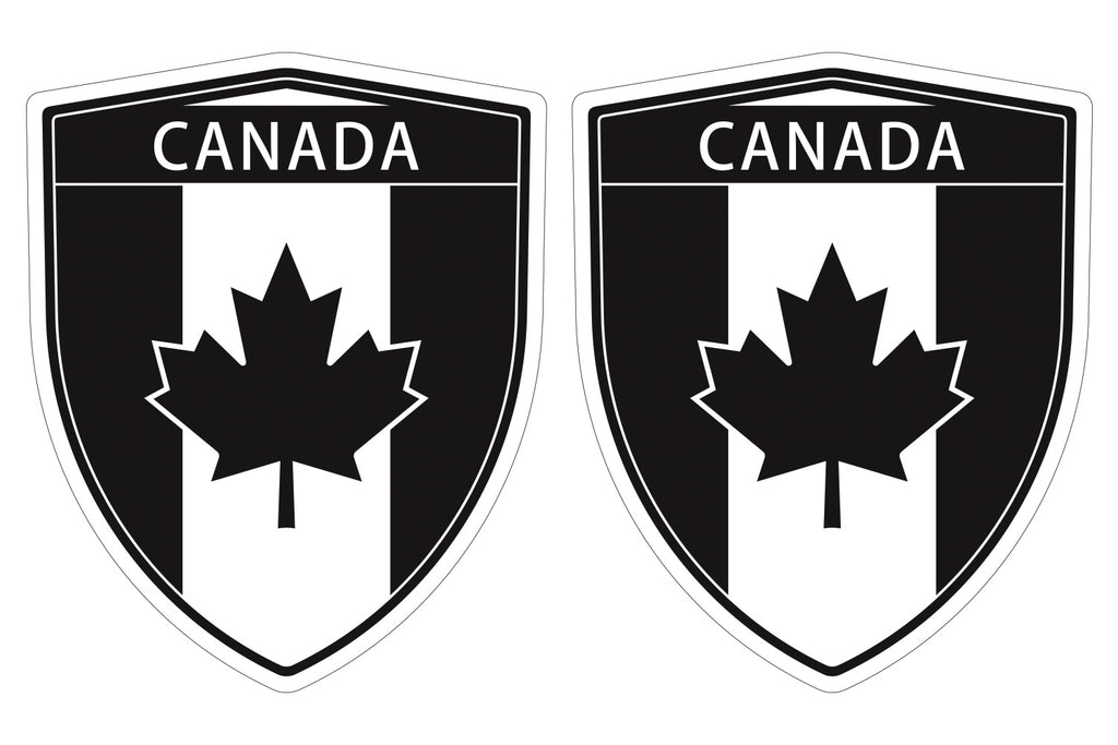 Canada Black flag Shield shape decal car bumper window sticker set of 2,  SH012