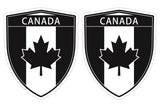 Canada Black flag Shield shape decal car bumper window sticker set of 2,  SH012