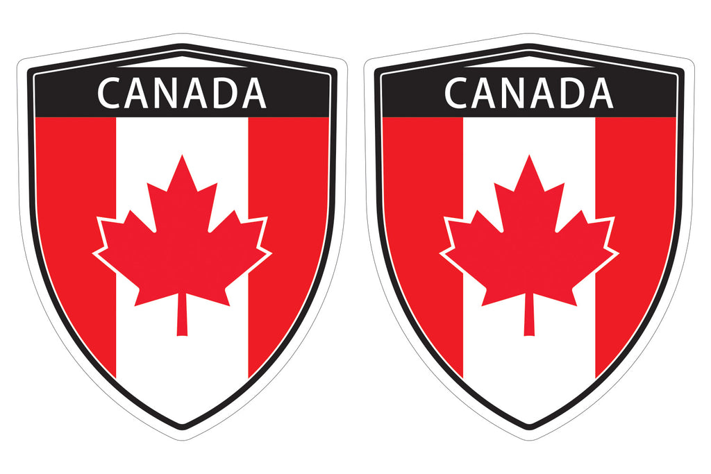 Canada flag Shield shape decal car bumper window sticker set of 2,  SH011