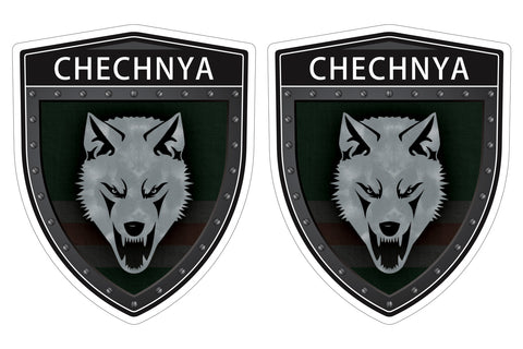 Chechnya Chechen flag Shield shape decal car bumper window sticker set of 2,  SH014