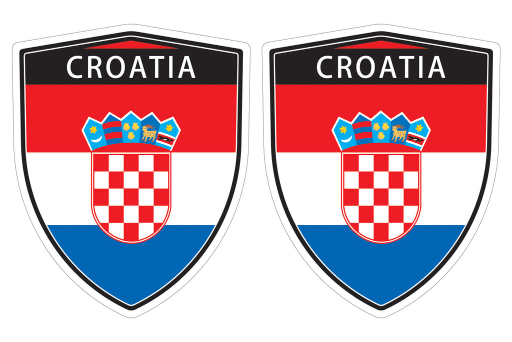 Croatia flag Shield shape decal car bumper window sticker set of 2,  SH015