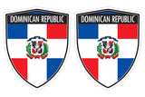 Dominican Republic flag Shield shape decal car bumper window sticker set of 2,  SH017