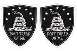 Don't Tread on Me BLACK Gadsden flag Shield shape decal car bumper window sticker set of 2,  SH061