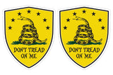 Don't Tread on Me Gadsden flag Shield shape decal car bumper window sticker set of 2,  SH062