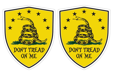 Don't Tread on Me Gadsden flag Shield shape decal car bumper window sticker set of 2,  SH062