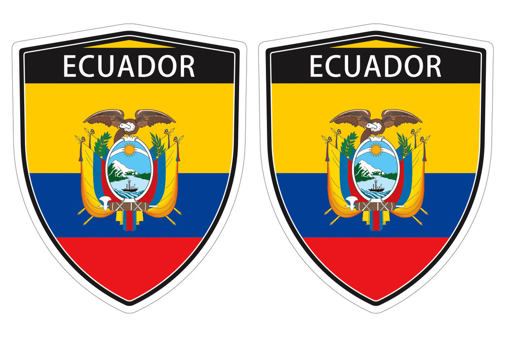 Ecuador flag Shield shape decal car bumper window sticker set of 2,  SH018