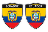 Ecuador flag Shield shape decal car bumper window sticker set of 2,  SH018