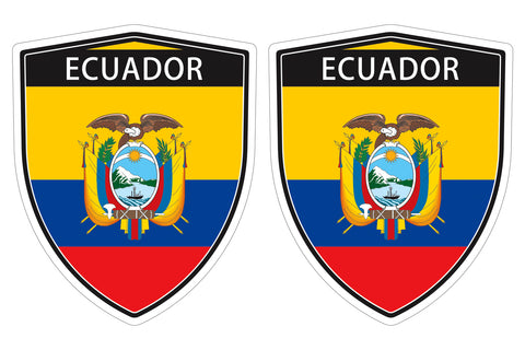 Ecuador flag Shield shape decal car bumper window sticker set of 2,  SH018
