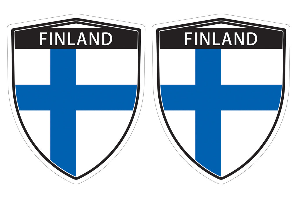 Finland Finish flag Shield shape decal car bumper window sticker set of 2,  SH019