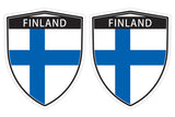 Finland Finish flag Shield shape decal car bumper window sticker set of 2,  SH019