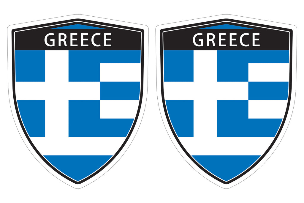 Greece Greek flag Shield shape decal car bumper window sticker set of ...