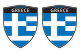 Greece Greek flag Shield shape decal car bumper window sticker set of 2,  SH021