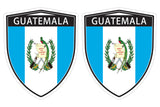 Guatemala flag Shield shape decal car bumper window sticker set of 2,  SH022