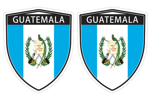 Guatemala flag Shield shape decal car bumper window sticker set of 2,  SH022