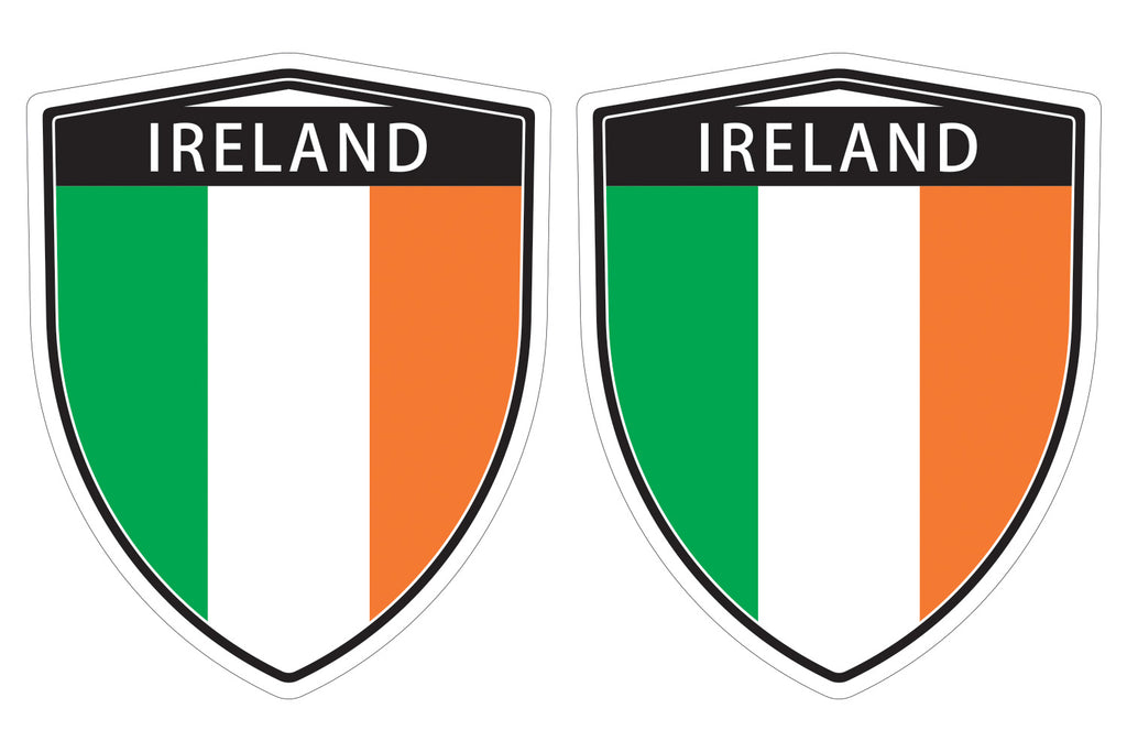 Ireland Irish flag Shield shape decal car bumper window sticker set of 2,  SH027