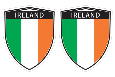 Ireland Irish flag Shield shape decal car bumper window sticker set of 2,  SH027