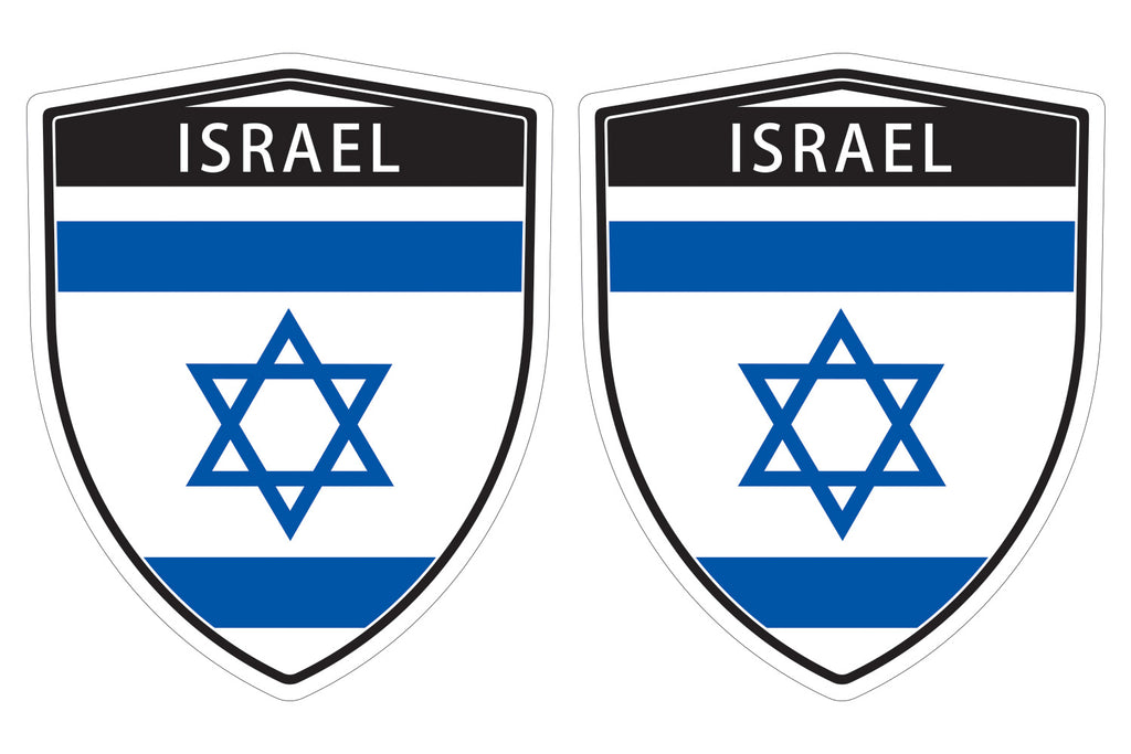 Israel Israeli flag Shield shape decal car bumper window sticker set of 2,  SH028