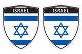 Israel Israeli flag Shield shape decal car bumper window sticker set of 2,  SH028