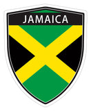 Jamaica flag Shield shape decal car bumper window sticker set of 2,  SH031